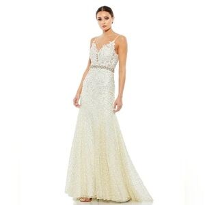 NWT Mac Duggal Beaded Dress Summer Spring Maxi Dress Ivory [8]
